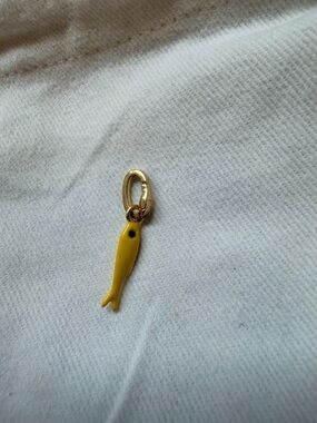Clare V Yellow sardine Charm Pendant with Gold Clasp